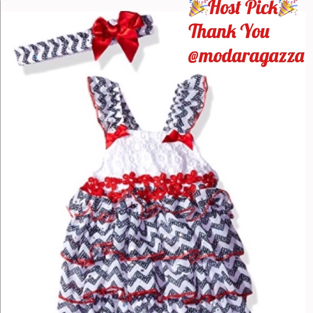 NWT 2pc Little Lass Romper & Headband Size 3 months